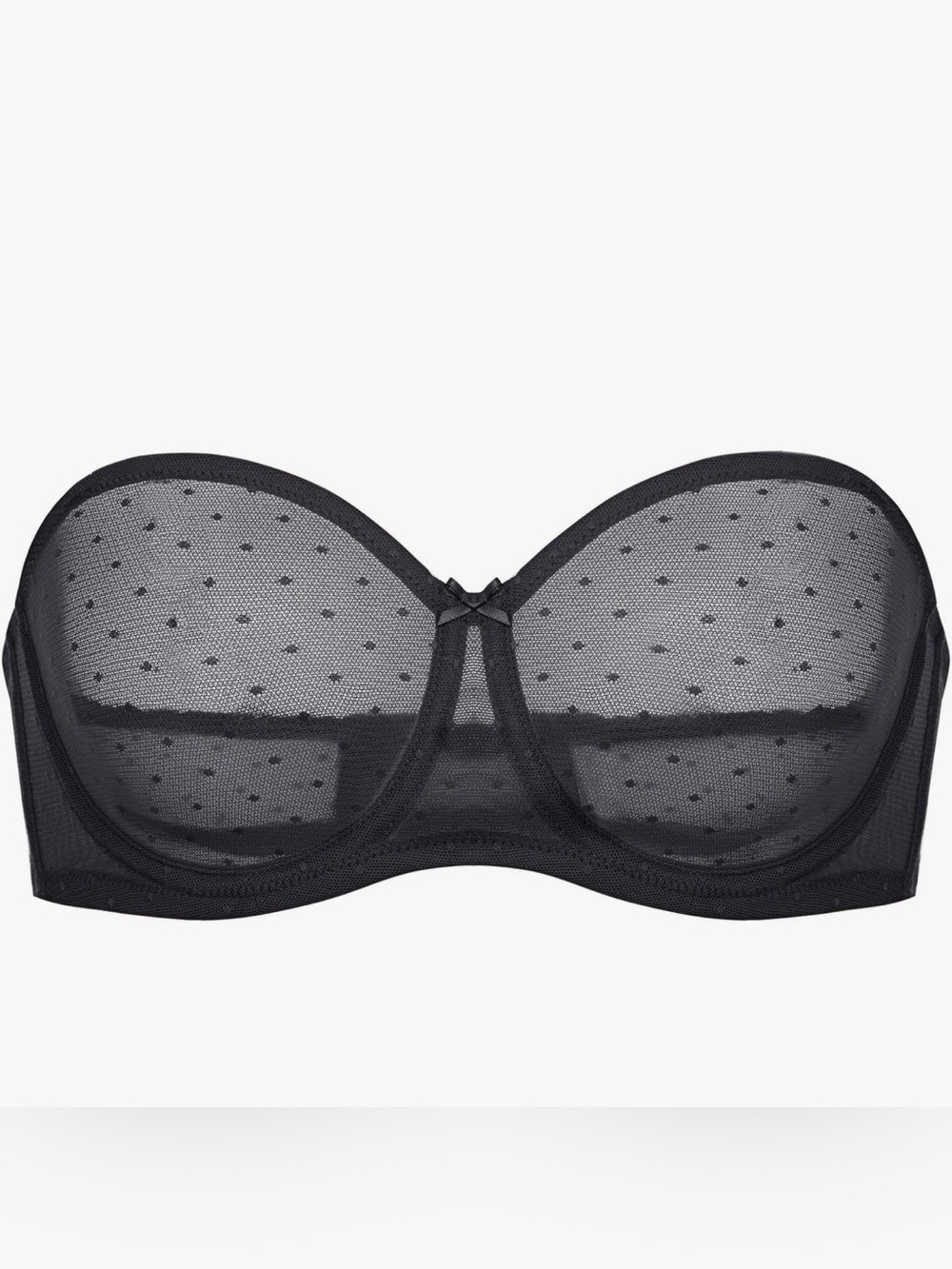 DOBREVA Black Dotted Mesh Strapless Bra 38F